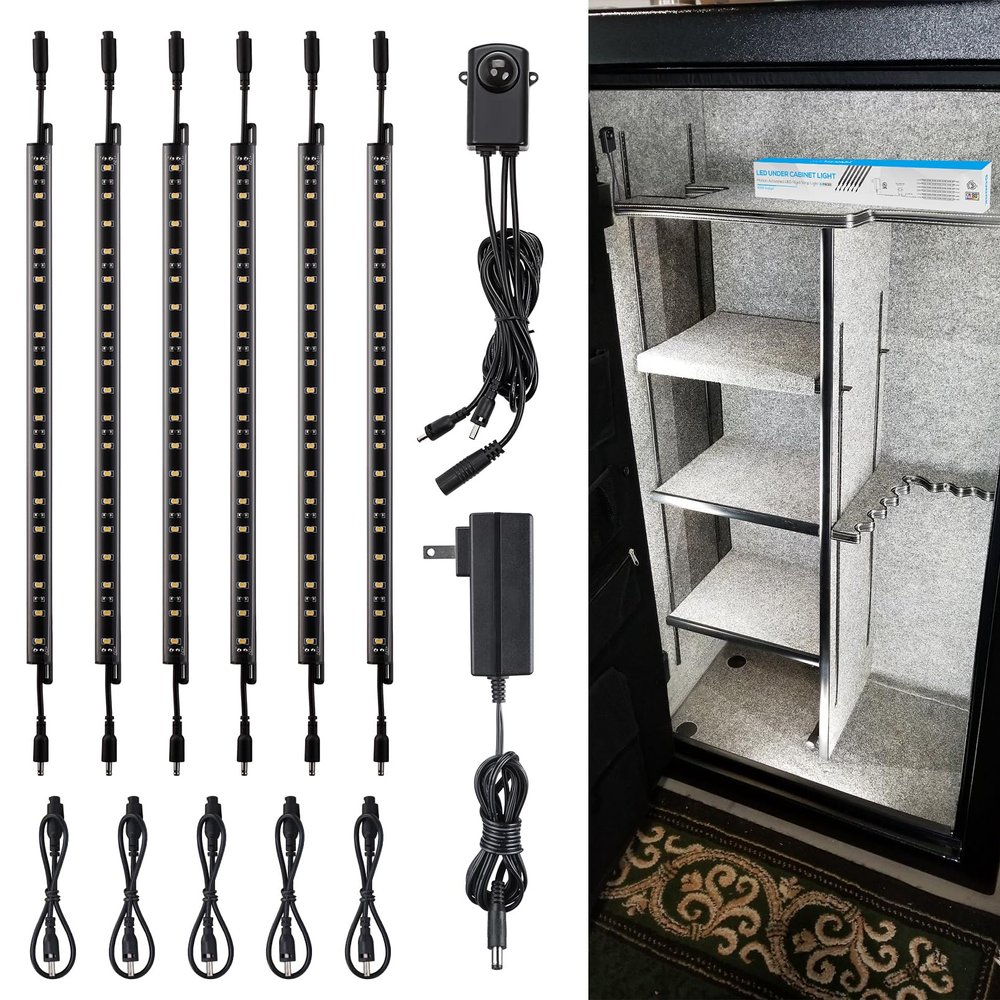 TORCHSTAR 6pcs 12 Inch LED Safe Lighting Kit, Motion Sensor, 5000K