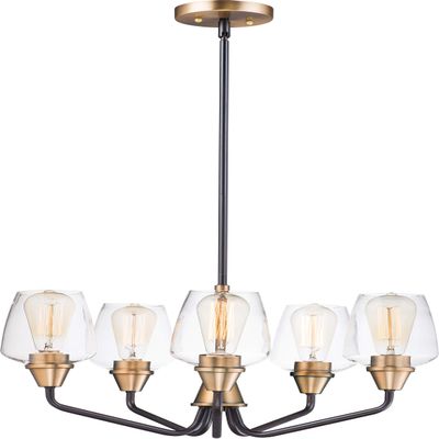 Maxim Lighting Goblet Chandelier | Bronze and Antique Brass Finish | Modern Chandelier for Dining Rooms | Adjustable Drop Suspension | 26125CLBZAB