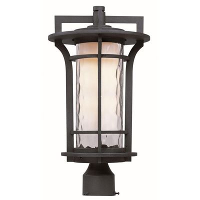 Maxim Lighting Oakville Post Mount Light | Black Oxide Finish | Water Glass Shade | Transitional Outdoor Post Mount Light | Ideal for Driveways & Garden Pathways | 65780WGBO