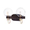 Maxim Lighting Bauhaus 2-Light Bath Vanity Light | Bronze/Satin Brass Steel Finish | Clear Glass Shade | Modern Indoor Light Fixture | Ideal for Bathrooms & Powder Rooms | Dimmable | 30512CLBZSBR view 1