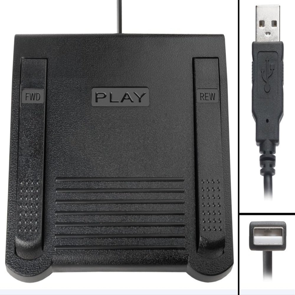 Express Scribe Transcription Foot Pedal ECS-FPAE - For Free & Paid Software on Windows & Mac - Not for Case Catalyst or Other Transcription Programs
