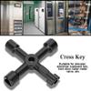 Fdit Universal Cross Key Compact 4 Way Utility Opening Tool for Water Meter Electric Cabinet Zinc Alloy Black 1 Pack view 4
