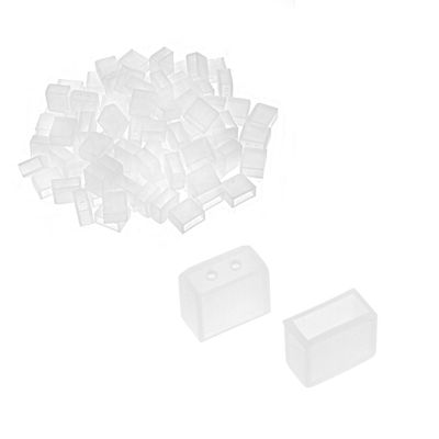 uxcell 100pcs Silicone Plug Fit 3528 8mm Wide LED Tube Strip Light End Cap Cover w 2 Holes White