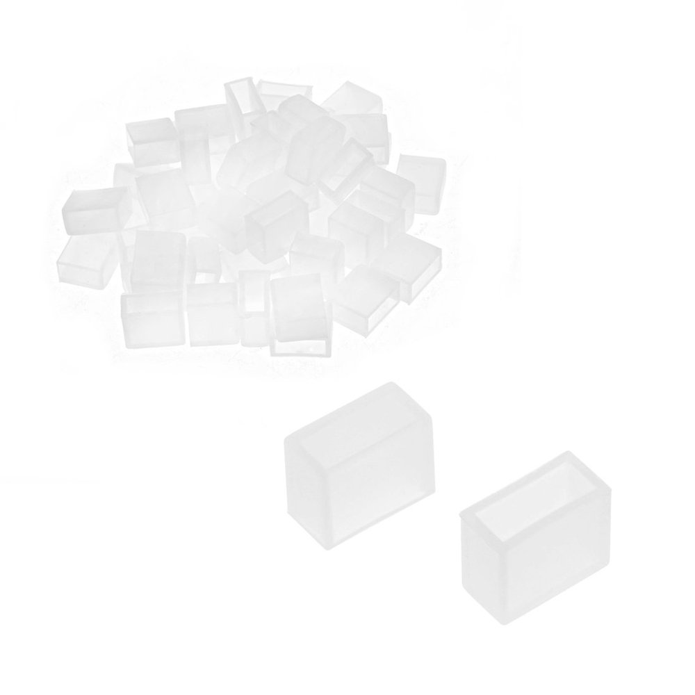 uxcell 50pcs Silicone Plug Fit 3528 8mm Wide LED Tube Strip Light End Cap Cover White