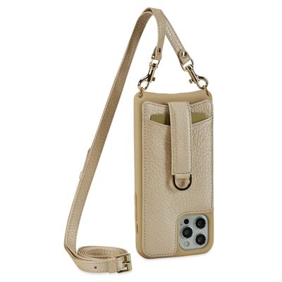 Vaultskin Victoria Leather Strap Case with Wallet for iPhone SE (2 & 3 Gen) / 6/7 / 8 - Crossbody Clip and Go Purse for Cards and Cash (Champagne, Leather Strap)