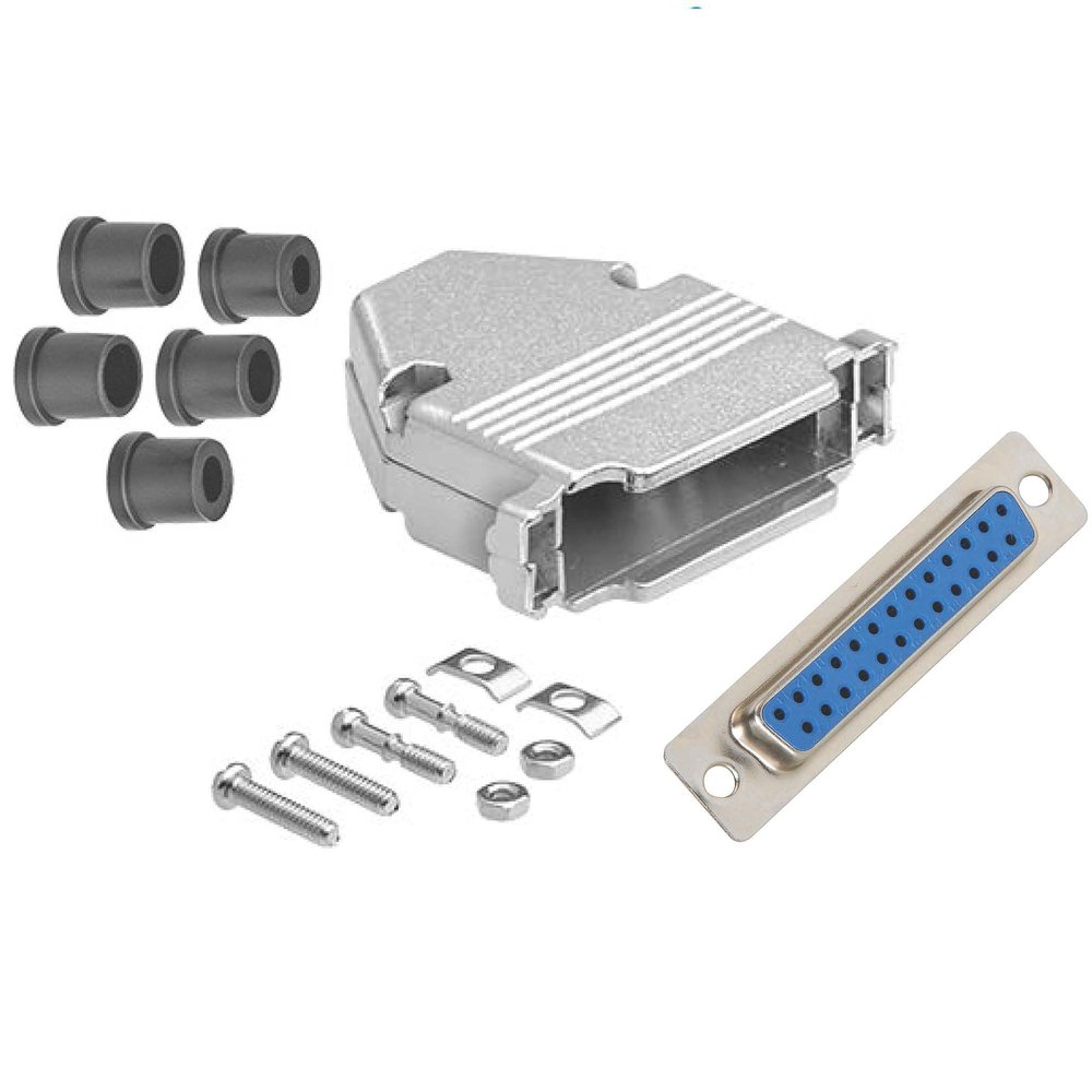 CompuCablePlusUSA D-Sub Solder Type Shielded Metal Hood DIY Kit (DB25, Female)