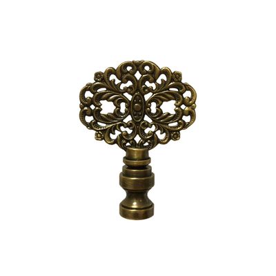 Royal Designs, Inc. Floral Filigree Design Finial for Lamp Shade, F-5066AB-1, Antique Brass
