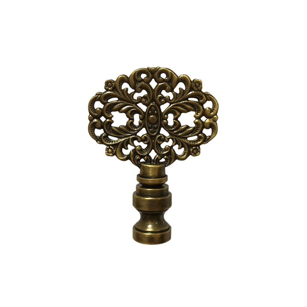 Royal Designs, Inc. Floral Filigree Design Finial for Lamp Shade, F-5066AB-1, Antique Brass