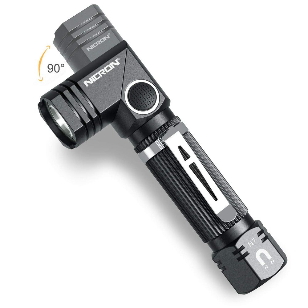 NICRON Flashlight, N7 600 Lumens Tactical Flashlight, 90 Degree Ip65 Waterproof Led Mini Flashlight 4 Modes- Best High Lumens are for Camping, Outdoor, Hiking Not Including Batteries Gift