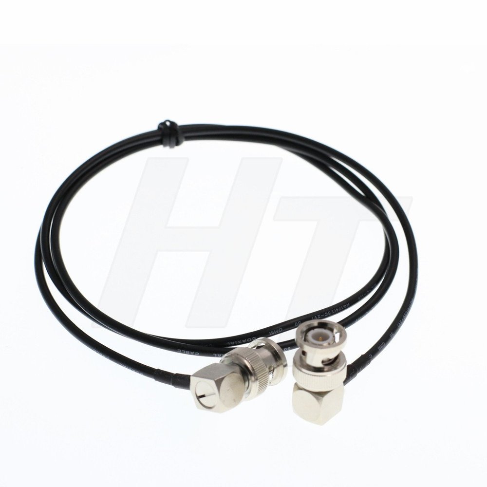 HangTon RG174 Right Angle BNC Jumper RF Coax Signal BNC Male to Male Adapter Cable Nickel Plated Low Loss 50Ohm Black (9.8ft / 3meter)