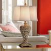 Regency Hill Elle Traditional Antique Table Lamp 33" Tall Classic Gold Open Scroll Bronze Off White Oval Shade Decor for Living Room Bedroom House Bedside Nightstand Home Entryway view 2