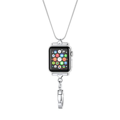 Divoti iWatch Necklace Adapter Compatible with Apple Watch | ID Badge Holder Necklace, Series 42/44/45mm | Stylish & Durable Stainless Steel | Snake Chain Strap Replacement Wearable Women & Men