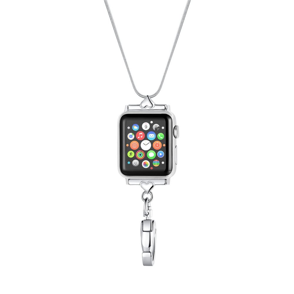 Divoti iWatch Necklace Adapter Compatible with Apple Watch | ID Badge Holder Necklace, Series 42/44/45mm | Stylish & Durable Stainless Steel | Snake Chain Strap Replacement Wearable Women & Men