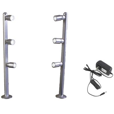 LEDupdates 2 Pack Showcase LED Light Pole Style spot Light Silver Color 6000K with UL Listed Power Supply (12 inches)
