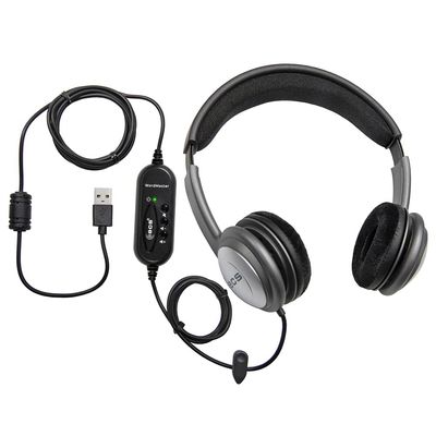 ECS WordSlinger USB Transcription Headset, 7-Foot Cord, Over-Head Design, Superior Audio Clarity, External Sound Card, Perfect for Medical & Legal Dictation, Comfortable Padded Headband & Ear Cups