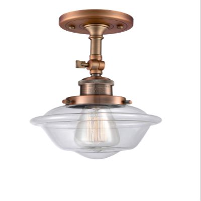 Innovations 201F-AC-G532 1 Light Semi-Flush Mount, Antique Copper