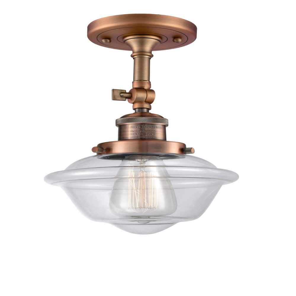 Innovations 201F-AC-G532 1 Light Semi-Flush Mount, Antique Copper