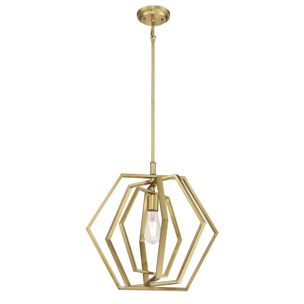 Westinghouse Lighting 6351200 Holly One-Light Indoor Pendant, Champagne Brass Finish
