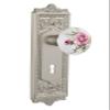 Nostalgic Warehouse 711042, Single Dummy, Satin Nickel Egg & Dart Plate with Keyhole White Rose Porcelain Knob view 1