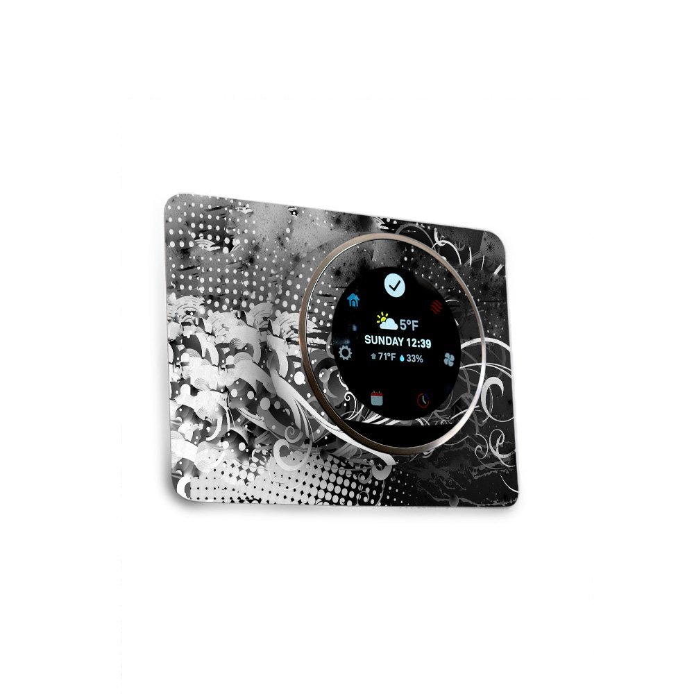 MightySkins Skin Compatible with Nest Thermostat - Black Flourish | Protective, Durable, and Unique Vinyl Decal wrap Cover | Easy to Apply, Remove, and Change Styles | Made in The USA