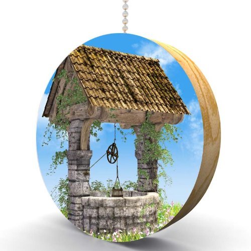 Garden Wishing Well Hardwood Oak Fan/Light Pull