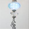 Small Silver Seahorse with Crystal Clear and Moonstone Glass Ceiling Fan Pull Chain/Light Pull view 1