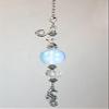 Small Silver Seahorse with Crystal Clear and Moonstone Glass Ceiling Fan Pull Chain/Light Pull view 3