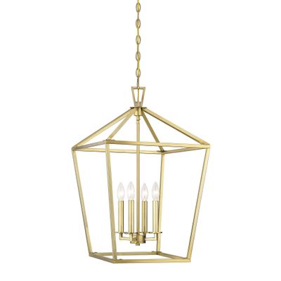 Savoy House 1-321-4-322 Townsend Traditional Open Frame Pendant Light Fixture, 4-Light 240 Total Watts, 26" H x 17" W, Warm Brass