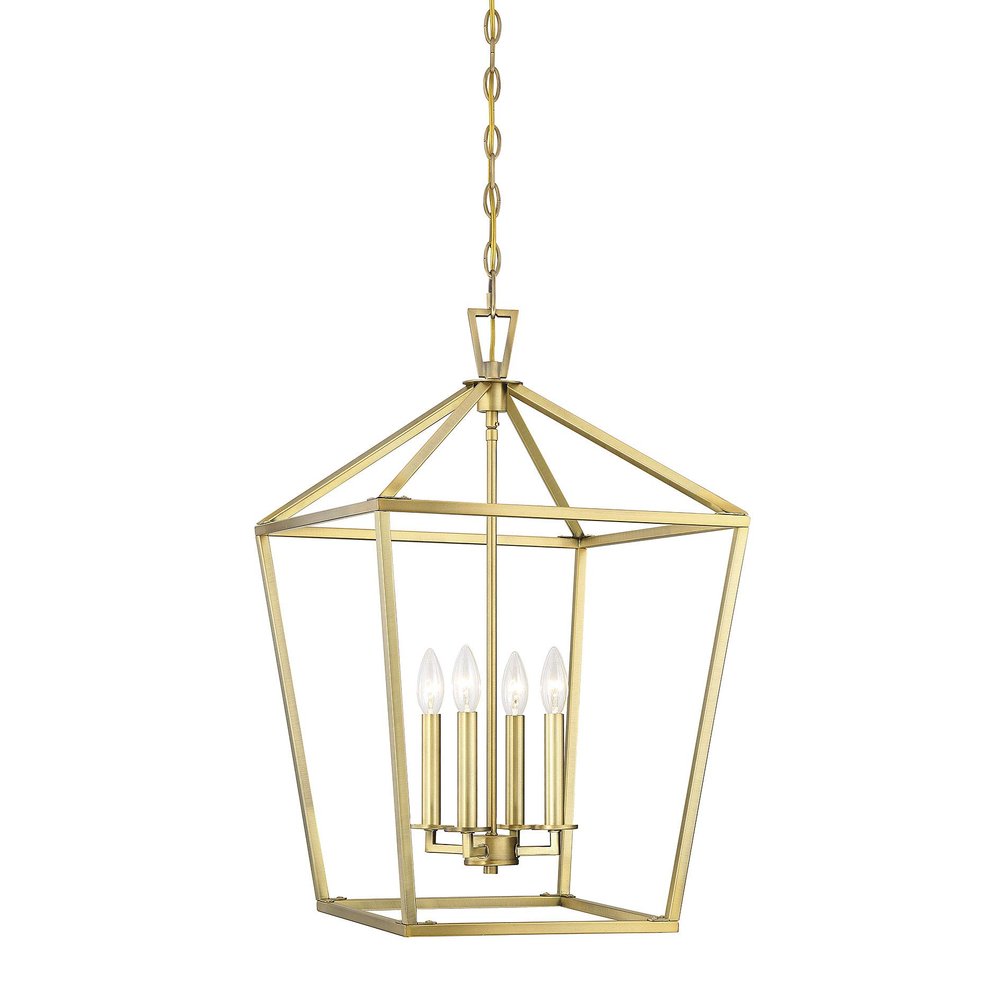 Savoy House 1-321-4-322 Townsend Traditional Open Frame Pendant Light Fixture, 4-Light 240 Total Watts, 26" H x 17" W, Warm Brass
