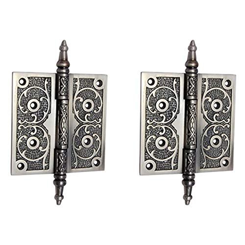 Adonai Hardware Brass Decorative Hinge (Supplied as 2 Pieces per Pack, with Matching Screws) (4" x 4", Antique Brushed Nickel)
