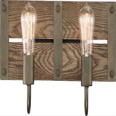 Nuvo 60/6428 Winchester 2-Light Vanity Fixture, Bronze & Aged-Wood Finish