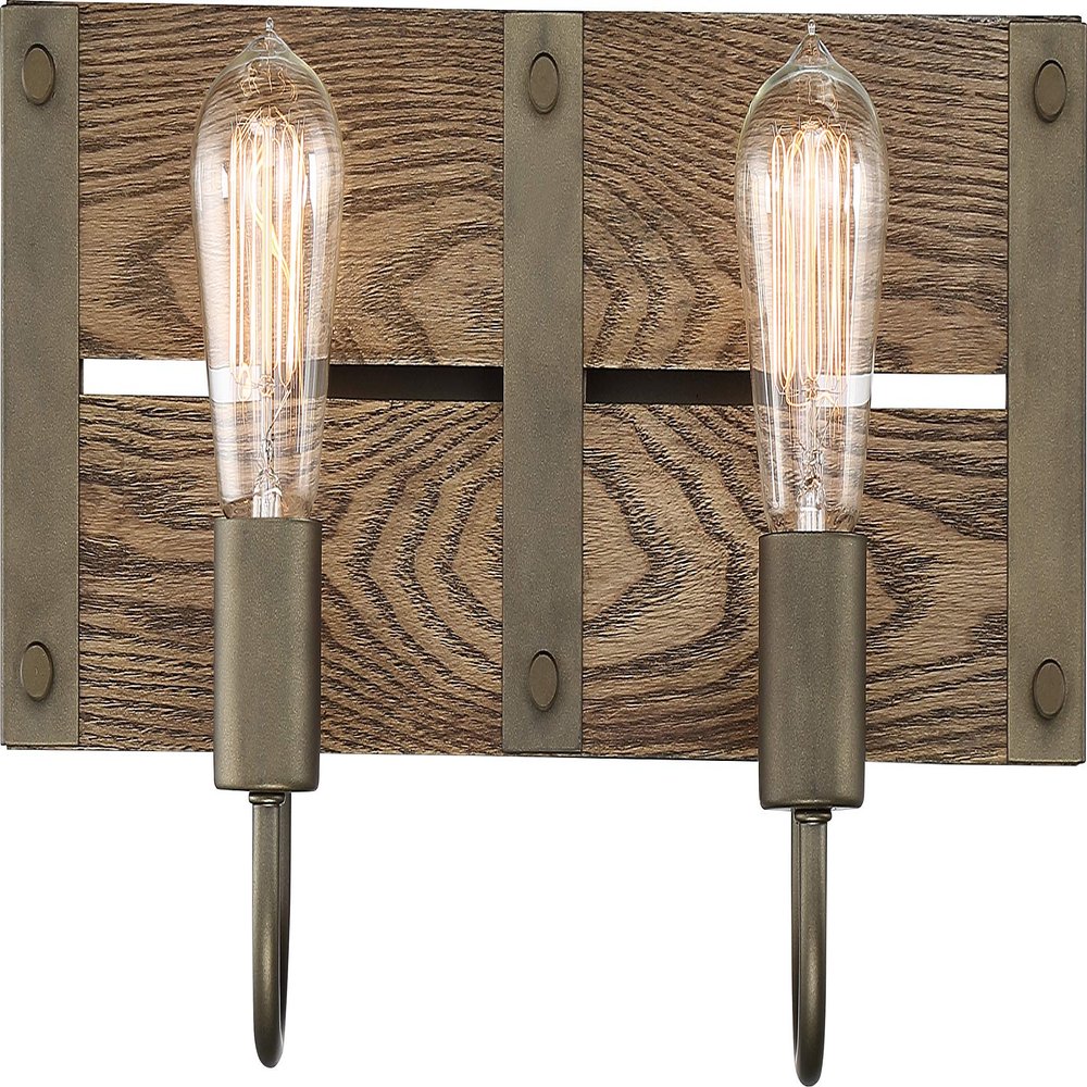 Nuvo 60/6428 Winchester 2-Light Vanity Fixture, Bronze & Aged-Wood Finish