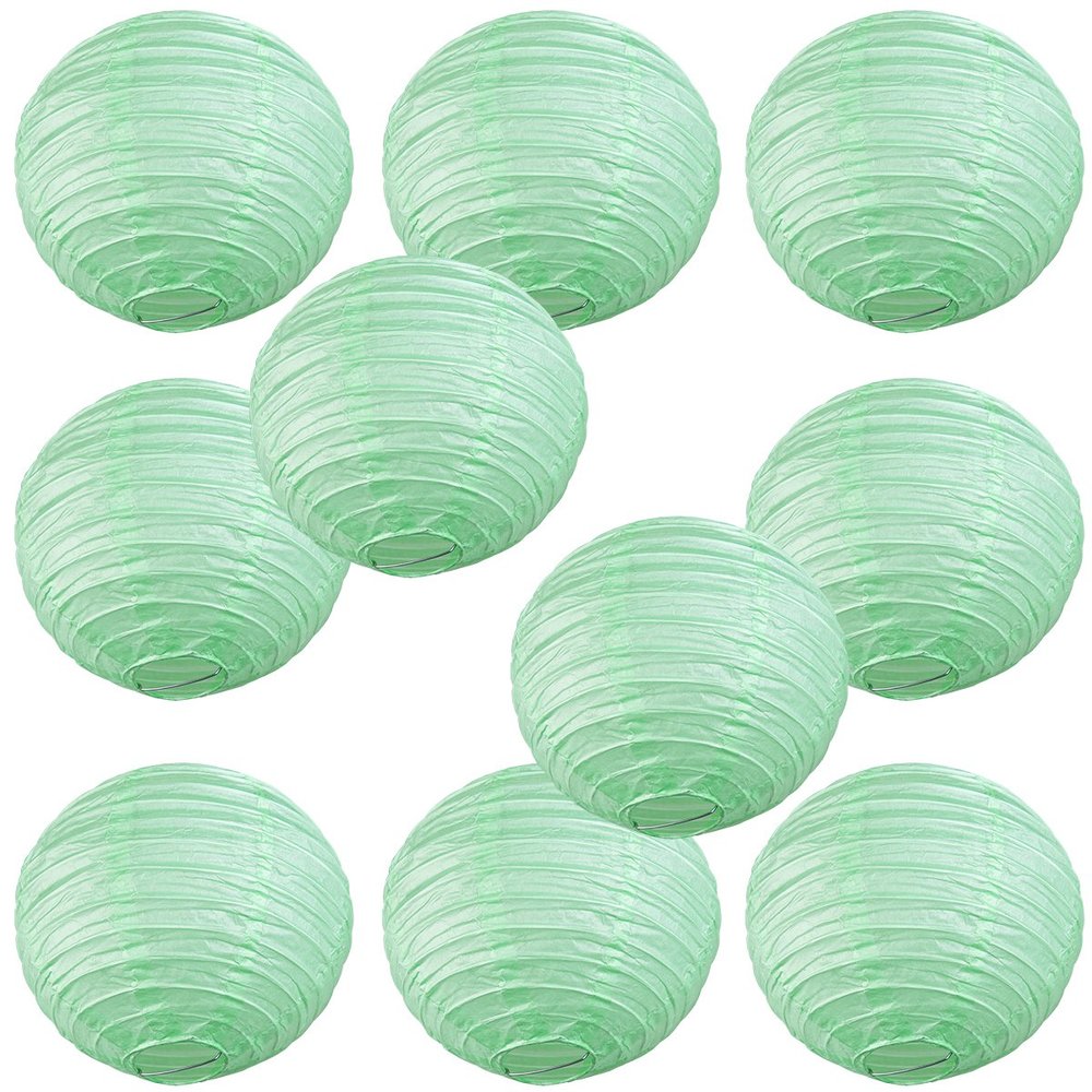 WYZworks - Round Paper Lanterns 10 Pack (Seafoam Green, 14") - Hanging Paper Lanterns Lamp for Wedding, Birthday, Party and Home Decorations with 8", 10", 12", 14", 16" option