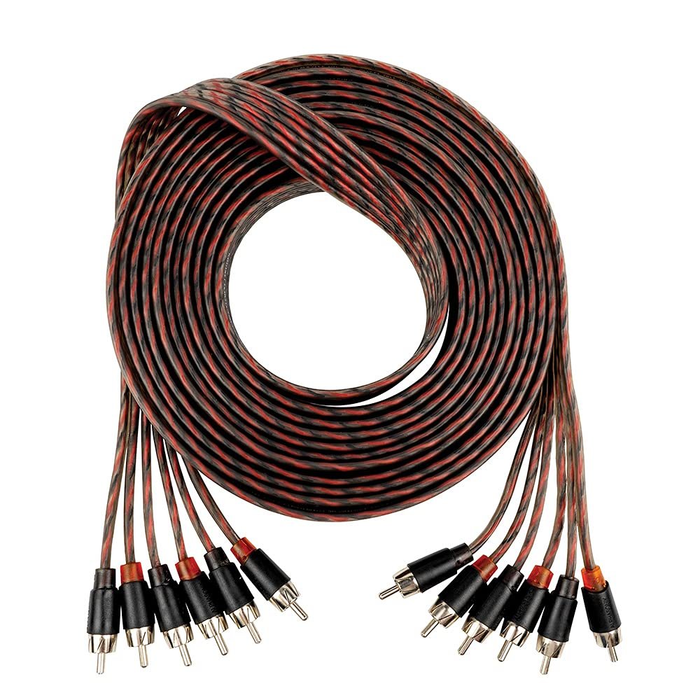 Alphasonik 17 Feet Premium 6 Channel Hyper-Flex RCA Interconnect Signal Patch Audio Cable with X-Radial Twist Wire Technology 100% Oxygen Free Copper Element Certified Multiple Applications FLEX-R66