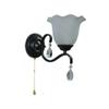 LIN XIAO HAO mayu Wall Sconce with Pull Chain E27 Bedroom Living Room Wall Lamp Metal and Glass Shade, Black view 1