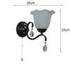 LIN XIAO HAO mayu Wall Sconce with Pull Chain E27 Bedroom Living Room Wall Lamp Metal and Glass Shade, Black view 2