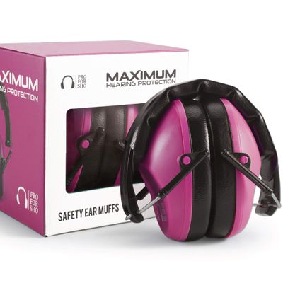 Pro For Sho 34dB NRR Hearing Protection Ear Muffs  Highest NRR Compact Design Ear Protection for Loud Events & Sensory Use (Pink)