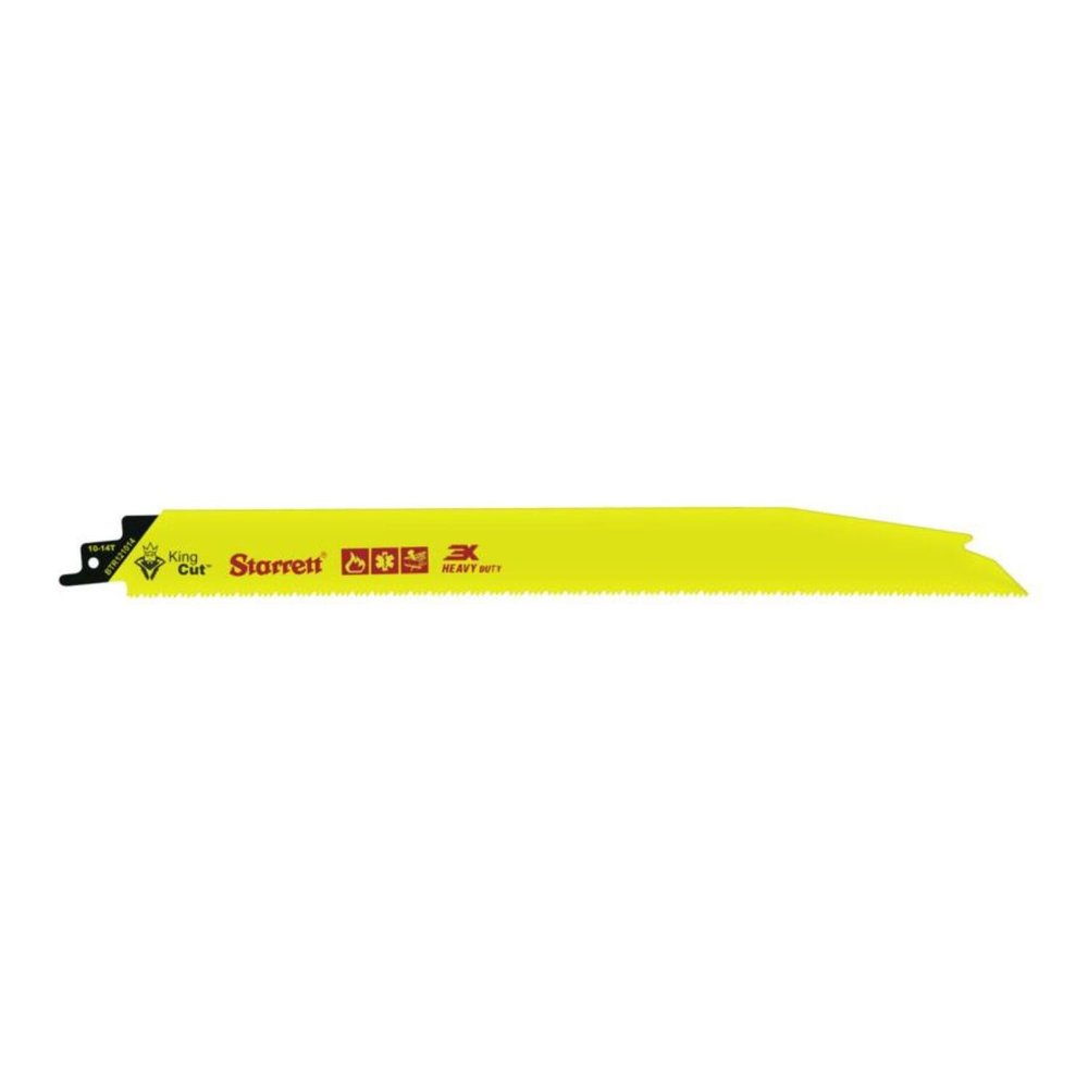 Starrett Bi-Metal King Cut Fire Rescue and Demolition Reciprocating Saw Blade - 12" Length, 1" Width, 0.63" Thickness, Tapered Blade, 10-14 TPI - 5-Pack - BTR121014-5