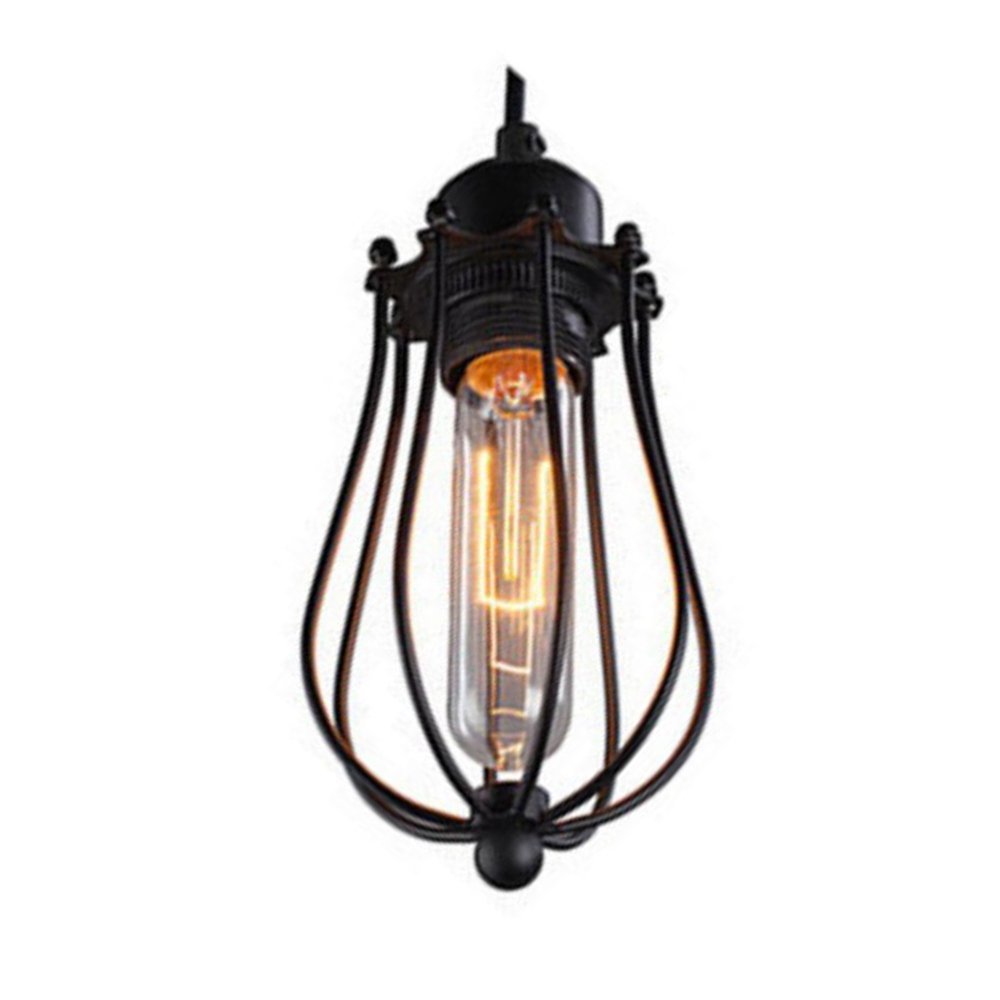 E27 Socket Modern Vintage Industrial Metal Cage Loft Pendant Lamp Ceiling Light Shade Retro Pendant Light Wall Sconce Light Retro Wall Lamp 1-Light