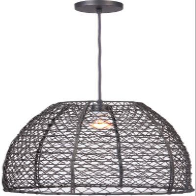 Craftmade Pendant 1 Light Pendant w/Woven Rattan Shade Matte Black