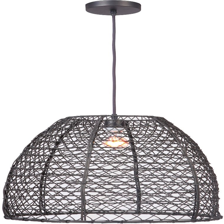Craftmade Pendant 1 Light Pendant w/Woven Rattan Shade Matte Black