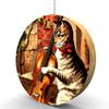 Cat with Violin Hardwood Oak Fan/Light Pull view 1