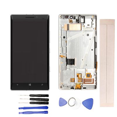 JayTong LCD Display & Replacement Touch Screen Digitizer Assembly with Free Tools for Nokia Lumia 930 White with Frame