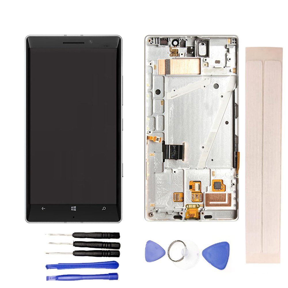 JayTong LCD Display & Replacement Touch Screen Digitizer Assembly with Free Tools for Nokia Lumia 930 White with Frame