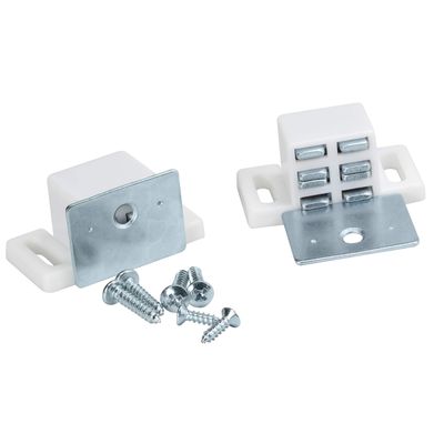 Rok Hardware Heavy Duty 15 lb High Rise Cabinet Magnetic Catch, White/Nickel Cabinet Door Magnet (2, White, Nickel)