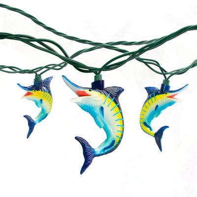 Rivers Edge Products Marlin LED String Lights, 10-Bulb Decorative Fairy Lights with 2 Extra Bulbs, 10FT Hanging Lights for Bedroom, Patio, or Deck, Indoor or Outdoor Home Decor