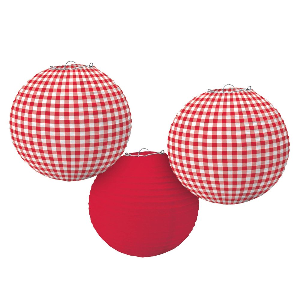 Picnic Party Paper Lanterns | 9.5" (3 Pcs) | Ideal for Outdoor Celebrations, Birthdays & Theme Parties