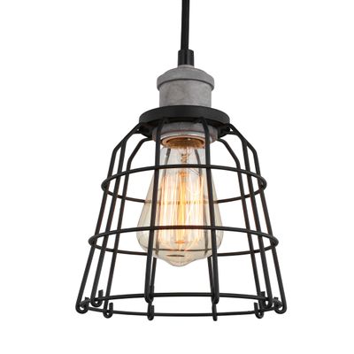 Woodbridge Lighting 18323GYPWL-SW106BK Fulton Black Wire Cage Mini-Pendant W/ST64 Bulb