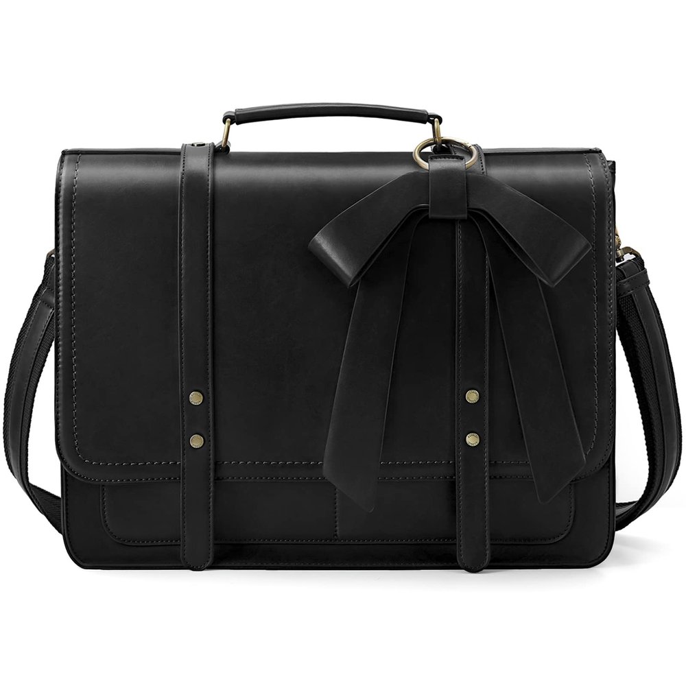ECOSUSI Women Briefcase PU Leather Laptop Bag Large Shoulder College Satchel Bagfit 15.6" Laptop
