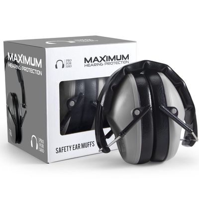 Pro For Sho 34dB NRR Hearing Protection Ear Muffs  Highest NRR Compact Design Ear Protection for Loud Events & Sensory Use (Grey)